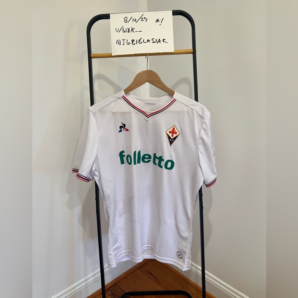 Le Coq Sportif 2017-18 Fiorentina Away Jersey - L - Ciao Davide patch
